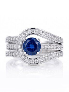 Blue Sapphire Gemstone ring, size 7, 925 Sterling Silver Charmed Aroma